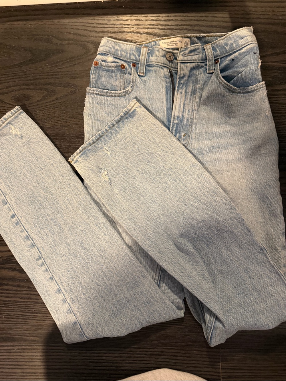 Abercrombie & Fitch Light Blue High-Rise Straight Jeans